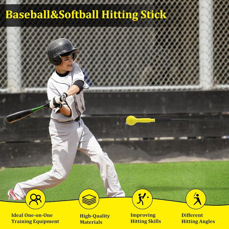 DEHAI Baseball Hitting Stick,Batting Practice Equipment for Baseball and Softball,Extended Handlebar with Grip Strap,Ideal One-on-One Baseball Training Equipment - Image 2